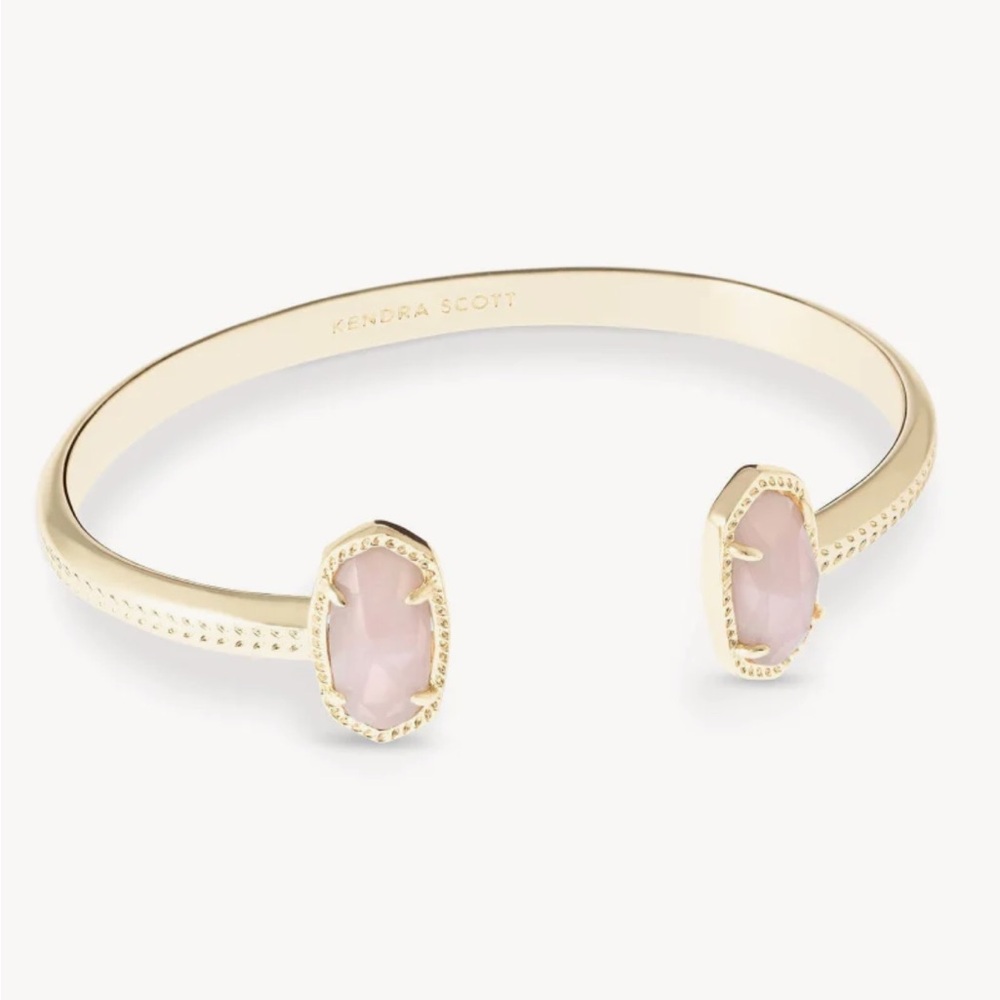 Kendra Scott Elton Gold Cuff Bracelet in Rose Quartz
